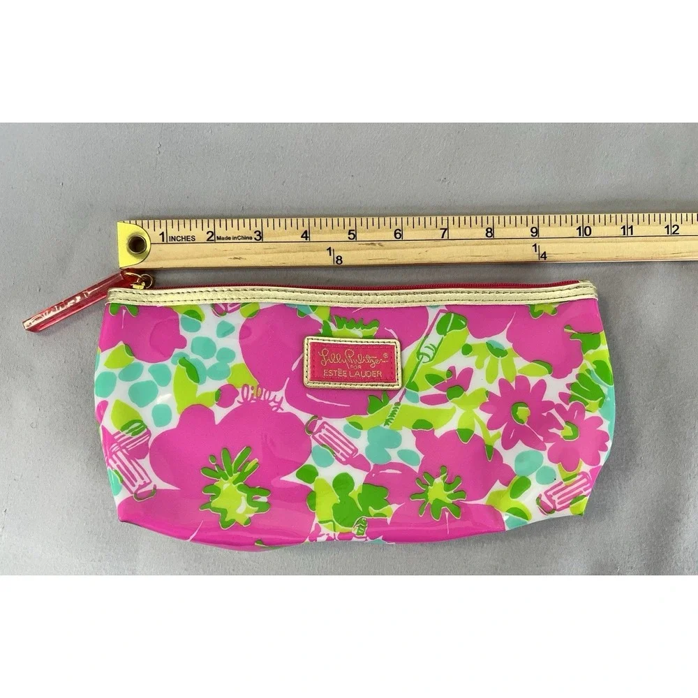 Lilly Pulitzer for Estee Lauder Makeup Accessory Bag Pink Green Blue Zipper Pouc